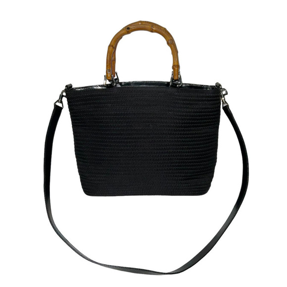 Gucci Black Quilted Bamboo Shoulder Bag 2way Bag with Strap Canvas P.Leather - Picture 1 of 15